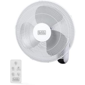 BLACK+DECKER 16" Wall Mount Fan With Remote Control, Oscillating With 3 Speed Settings and Shut Off Timer, Adjustable Tilt Angle, White