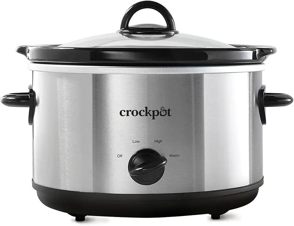 Crock-Pot 4.5 Quarts Manual Design Series Slow Cooker with 3 Manual Heat Settings Cooks Meals for 4 Plus People with Removable Stoneware Bowl, Silver