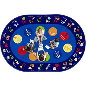 Large Oval Classroom Rug, 69Ft ABC Rugs for Kids Playroom, Education Classroom Carpet Elementary for Learning Alphabet, Numbers, Words, Area Preschool Playmat for Daycare Kindergarten