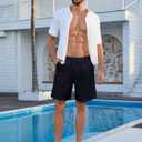 Mens Shorts Casual for Summer Beach Cotton Drawstring Stretch Twill Chino Golf Shorts Elastic Waist with Pockets (Blue, XXL)