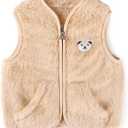 Baby Boys Girls Fleece Vest Zip Up Cute Bear Jackets Fuzzy Fall Winter Warm Clothes Newborn Outwear for Toddler Infant (18-24 Months, Beige)