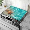 Electric Stove Top Cover Protector, Starfish Shell Sea Beach Heat Resistant Glass Top Stove Oven Induction Cooktop Mat with Rubber for Kitchen Top Covers 28.5×20.5 in