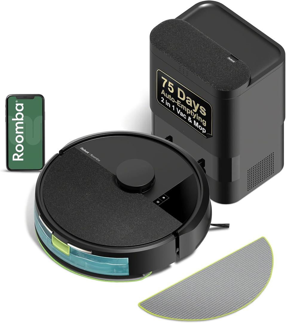 iRobot Roomba 105 Combo Robot Vacuum & Mop with AutoEmpty Dock - Self-Empties for 75 Days, Intense Power-Lifting Suction, LiDAR Navigation, Multiple Cleaning Modes, Avoids Mopping Carpet