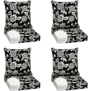 Arden Outdoor Deep Seat Cushion Set, Foam, 1-Pack, 24x24, Black Jacobean | Sofa, Couch, Conversation Set, Premium High-Density Foam, Never Flattens, Mold and Mildew Resistant