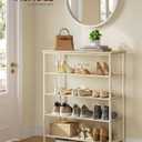 VASAGLE Shoe Rack, 5-Tier Shoe Storage Organizer for Entryway and Closet, Holds 12-16 Pairs of Shoes, 4 Fabric Shelves, Steel Frame, Modern, Natural Beige and Pearl White ULBS036K01