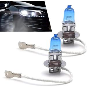 Pack-2 Car Halogen Bulbs, Quartz Driving Lights, 100 W Front Fog Light Bulbs, Bulb Replacements, Super Bright Auto Lights, Lighting Tool, Universal for Most Cars, Trucks, SUVs (White #H3)