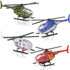 ArtCreativity Diecast Helicopter Toy - Pack of 4 - Police, Fire Engine, EMS, and Military Diecast Toy Choppers with Spinning Propellers, Birthday Party Favors for Boys and Girls