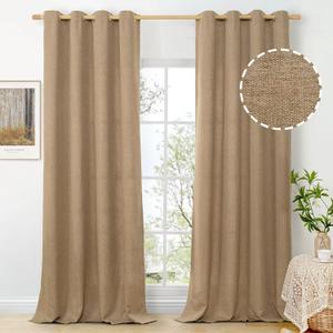 BGment 95 Inch Long Privacy Linen Curtains for Living Room 2 Panels, Thick Camel Textured Window Curtain Drapes Floor Length for Bedroom Farmhouse Light Filtering with Grommet, Each 52 Inch Wide