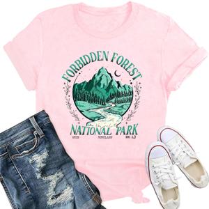 Womens Hiking Shirt Mountain Nature Hike T-Shirt National Park Casual Tshirt Camping Outdoor Tee (Pink, XL)