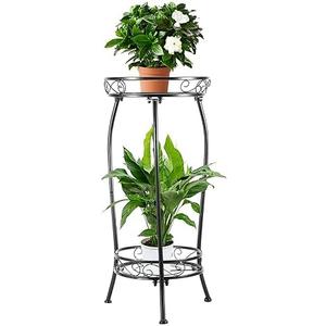 Plant Stand Indoor Outdoor 2 Tier 27" Tall Metal Potted Holder Rack Flower Pot Stand Heavy Duty Plant Shelf Rustproof Iron Multiple Plant Round Supports Rack for Planter Corner Garden Balcony Patio