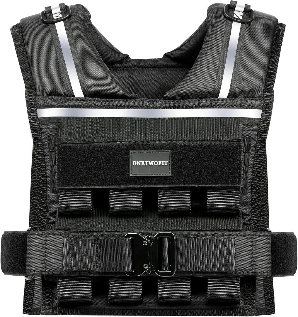 35lb Weighted Vest Men , Adjustable Rucking Vests for Walking with Reflective Stripe, 1.2" Ultra Thick Shoulder Padding Strength Training Workout Vest for Running GYM Home, Detachable Iron Weights