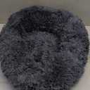 Calming Dog Beds - Round Washable Donut Cuddle Anxiety Cat Pet Bed, Anti-Slip Faux Fur Fluffy, 20" Dark Grey (20.0"L x 20.0"W x 8.0"Th, Dark Grey)
