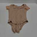 Avidlove Women's Short Sleeve Bodysuits Sexy Square Neck Bodysuit Mesh Double Lined T Shirt Leotard Tops Going Out (Nude), Small