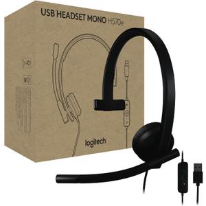 Logitech H570e USB Headset with Microphone for PC and Mac, USB-A Wired Headset with Mono Sound, Noise-Canceling Mics and Inline Controls, Certified for Microsoft Teams, Black