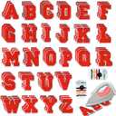 78 Pcs 2.7 Inch Chenille Letter Iron On Patches Sew On Chenille Varsity Letter Patches A-Z, Washable Fabric Letters for DIY Clothing Repairing Hats Shirts Shoes Jeans Bags(Red)