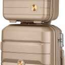 Somago 20" Carry On Luggage and 14" Mini Cosmetic Cases Travel Set Spinner Lightweight Polypropylene Suitcase with TSA Lock YKK Zipper Hardside Luggage Sets 2 Piece (Noble Golden, 2-Piece Set (14/20))