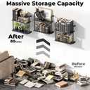 Wall Mounted Bookshelves Set of 3, Floating Shelves for Wall, 6-Tier Wooden Hanging Bookshelf, Easy Installation Book Organizer for Home Office, Living Room, and Bedroom