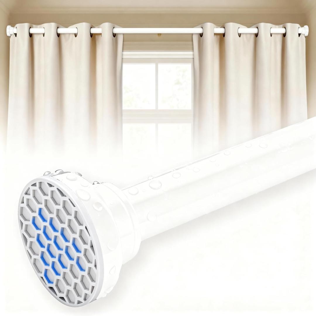 White Shower Curtain Rod 45-82 Inch Integration Tension Curtain Rod, Load 44LBS No Splice 304 Stainless Steel Adjustable Spring Heavy Duty Tension Rods for Bathroom Windows No Drill Non Slip