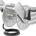 GREENER Stainless Steel Hose Reel For Outside,Wall Mount Garden Hose Holder Heavy Duty Metal Water Hose Reel, 3/4" Solid Connector with 5/8" Inlet Hose and Crank,80-Feet 1/2" Capacity
