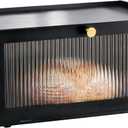 ETMI Black Bread Box for Kitchen Countertop - Modern Bamboo Bread Box with Window Bread Storage Container