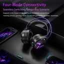Wireless Gaming Headset for PC,Laptop,Ps4, Ps5, Switch,Noise Cancelling Over Ear Headphones with Mic,RGB Light, Soft Memory Earmuffs-Black Purple