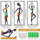 PUDASTO 3 Pieces African Wall Art Decor, Maximalist Hanging African Woman Wall Art, Abstract Metal Wall Art, Ethnic Dance Style Drawing Wall Decor for Home Kitchen Bathroom Living Room Bedroom