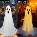 Halloween Outdoor Decorations Glow White Cloth Hanging Lighted Ghost Flying Ghost Glow Ghost Decorations with Light Strings Front Porch Balcony Garden Patio Patio Decorations
