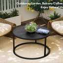 SAYGOER Black Coffee Table Round Marble CoffeeTables for Living Room Modern Small Center Table with Metal Frame, 27.6 * 27.6 * 17.7, Faux Marble