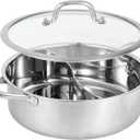 MyLifeUNIT Shabu Shabu Pot, 4.5 Qt 304 Stainless Steel Hot Pot with Divider, 11.8 Inches Soup Cookware for Induction Cooktop, Gas Stove