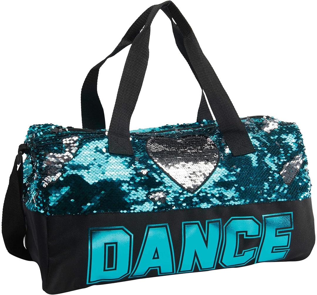 Danz N Motion Sequin Dance Heart Duffel Bag (Turquoise to Silver)