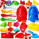 IELEK Winter Snowball Tool Kit for Kids with Handle for Snow Ball Maker Shapes Winter Outdoor Beach Toys Christmas Xmas Gifts for Kids with Snowball Launcher, Duck Snowball Maker, Animal Sand Molds