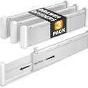 HiYZ Expandable Drawer Dividers - 12.6-22.8'' Adjustable Drawers Organizers for Kitchen Utensils, Drawer Separators in Bedroom, Dresser, Office, Bathroom, Fridge, 3 Pack Long Dividers-Gray