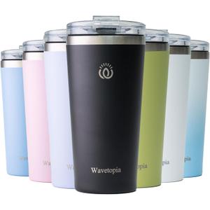 Insulated Coffee Mug with Lid, Reusable Stainless Steel Travel Coffee Cup, 16 Oz Double Wall Vacuum Spill Proof Tumbler Cups for Men and Women Hot & Cold Drinks, Black