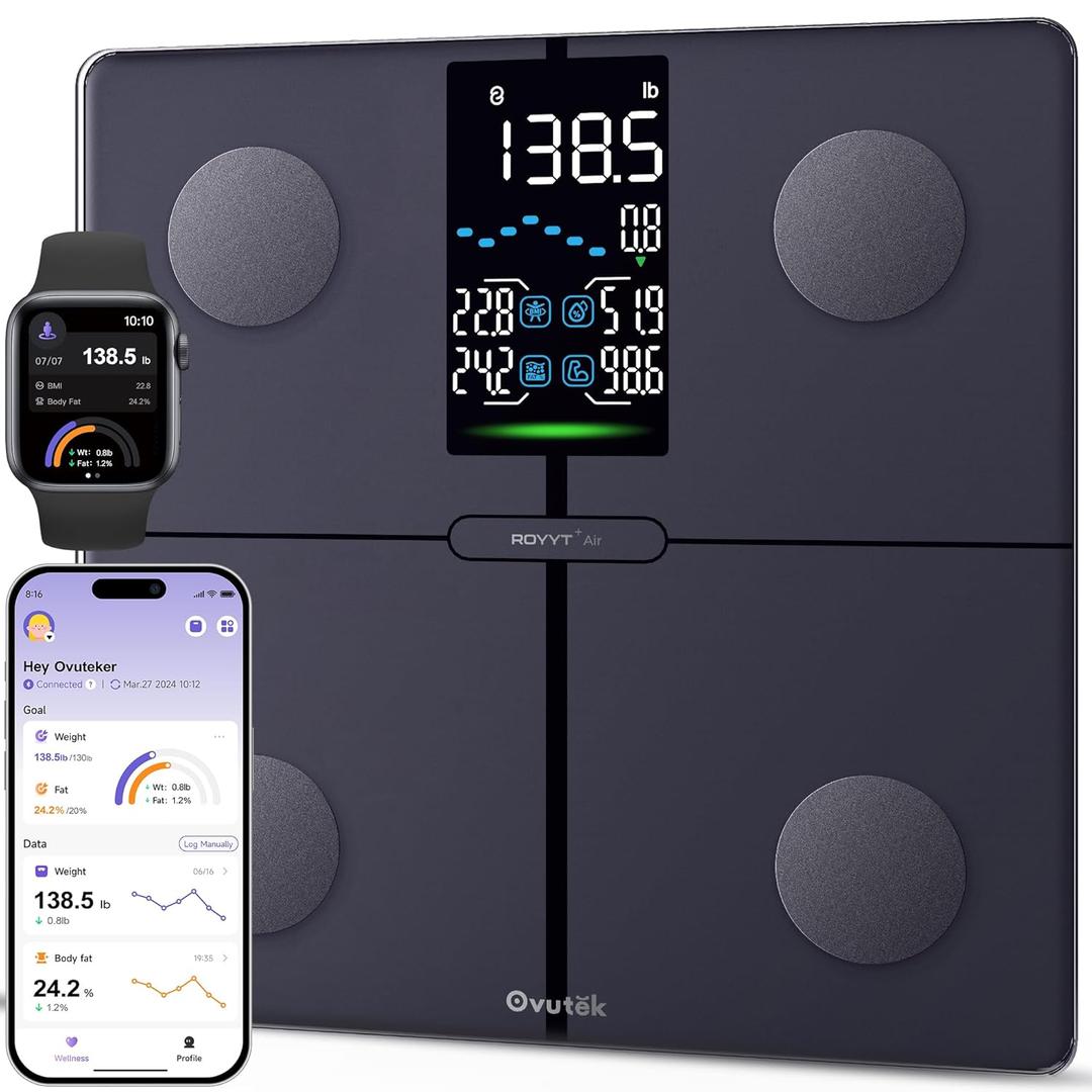 Smart Scale for Body Weight, Professional Bathroom Digital Scale with BMI, Body Fat, Muscle Mass, Most Accurate to 0.05lb, Large Display High Accurate Body Composition Machine with Fitness App