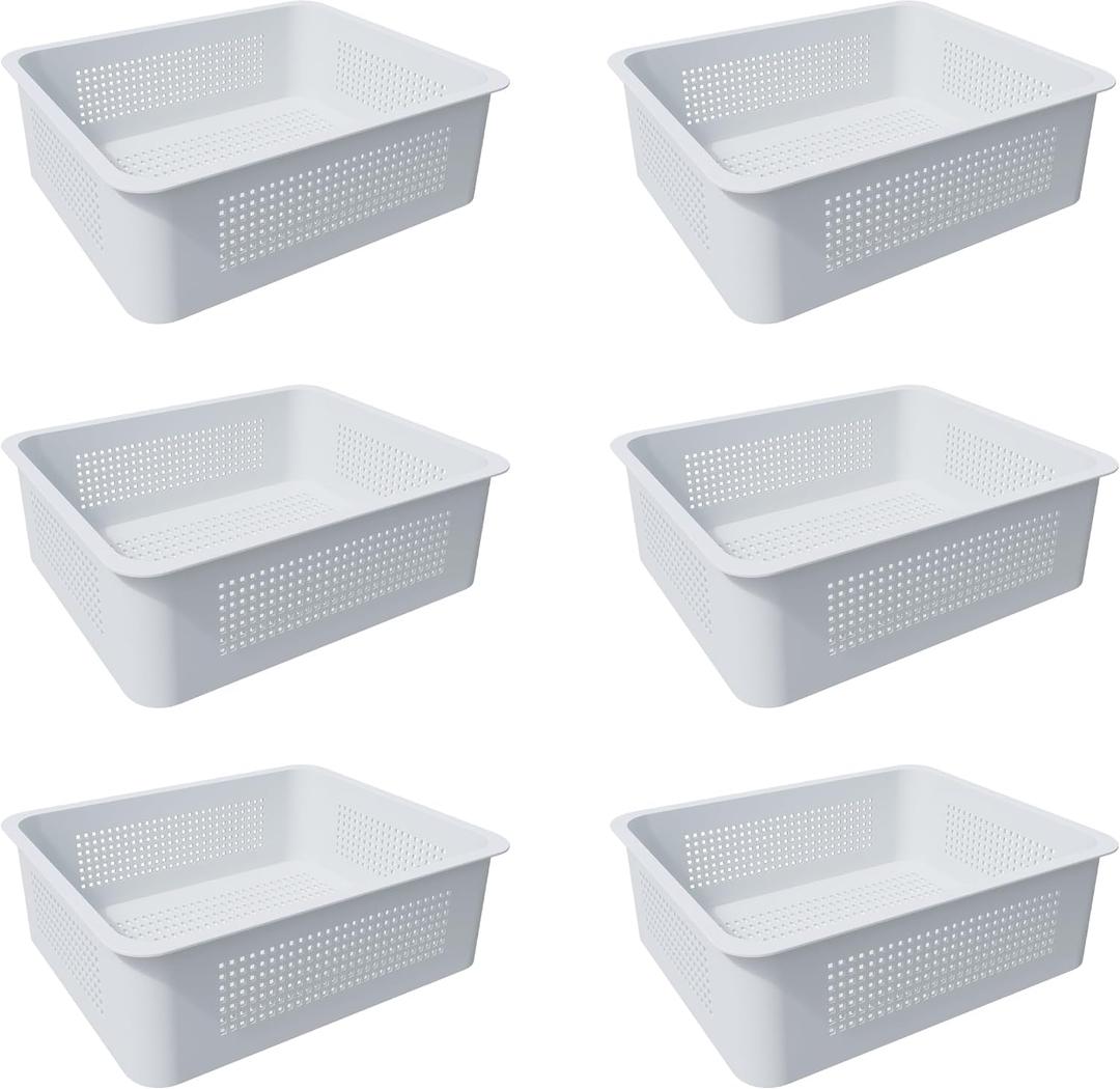 White Basket Poolside Deckbox Storage Organizer, 6-Pack (The baskets size is not suitable for any other brand of pool organizer except pool organizer)