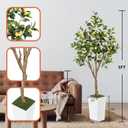 6FT Artificial Lemon Tree with Pot, Fake Lemon Tree with White Tall Planter, Faux Lemon Plant with Realistic Fruits and Silk Leaves, Artificial Plants Indoor for Home Office Kitchen Decor