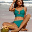 Sexy Bikini Sets for Women Cutout O-Ring Swimsuit 2 Piece High Cut Bathing Suit Green, XL