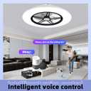 BAYSQUIRREL Alexa WiFi Low Profile Ceiling Fan with Light Flush Mount Enclosed Ceiling Fan LED Dimmable Bladeless Ceiling Fans with Google Assistant/App Control,6 Speed Dimmable LED-RGB Lights 22inch,Black+Alexa+RGB+Speaker