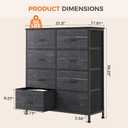 Sweetcrispy 8 Drawer Fabric Dresser for Bedroom, Tall Dresser, Black Wood, 11.8"D x 30.9"W x 36.4"H