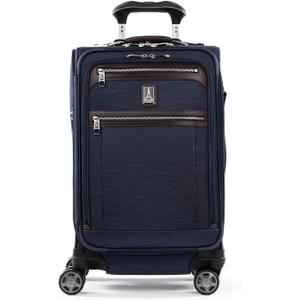 Travelpro Platinum Elite Softside Expandable Carry on Luggage, 8 Wheel Spinner Suitcase, USB Port, Suiter, Men and Women, True Navy Blue, Carry On 21-Inch