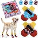 EXPAWLORER 4 Pcs Anti Slip Dog Socks for Prevent Licking Paws, Snow Winter Dog Boots & Paw Protectors, Dog Booties for Hardwood Floor, Dog Shoes for Small Medium Large Senior Dogs, Size S