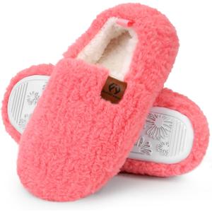 Womens Soft Memory Foam Bedroom Slippers, Warm Winter House Shoes, Cozy Lightweight Ladies Indoor Shoes (7-8, Pink)