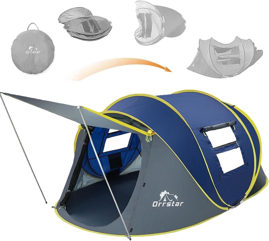 Pop Up Tents for Camping 4 Person Waterproof Pop Up Tent Easy Up Setup Camping 4 People 2 Big Doors Instant Family