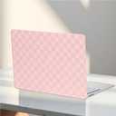 Compatible with MacBook Air 15 inch Case 2023-2026 M5 M4 A3241 M3 A3114 M2 A2941,for Mac Air M3 Checker Print Textured Protective Leather Case&Keyboard Cover for Mac Air 15 M5 M4,Checkered Pink