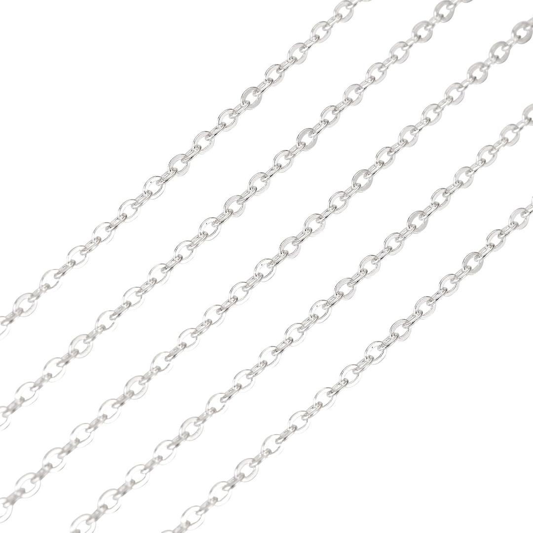 Elecrelive 3.28 Feet 925 Sterling Silver Cable Chains 1.5mm Thin Small Link Silver Necklace Permanent Jewelry Chain for Women Minimalist Necklace Bracelet Making, Cable-2x1.5x0.2mm