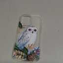 Blingy's for iPhone 13 Pro Max Case (6.7 inch), Fun Floral Owl Pattern Cute Bird Design Animal Style Transparent Soft TPU Protective Clear Case (White Owl)