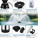 Goldlife Pond Fountain Aerator, F3 No Light, 1HP 750W 110V Stainless Steel Floating Fountain With 100 FT Power Cord, Black Octagon Aerating Fountain Pump for Small Large Ponds Lake Pool Bay Fish farm