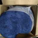 HIGOGOGO Square Stuffed Pouf Ottoman, Corduroy Poufs with Foam Chunk Filling, Furry and Fluffy Pouf Foot Stool Storage Ottoman, 21 X 21 Floor Poufs Foot Rest for Living Room, Navy