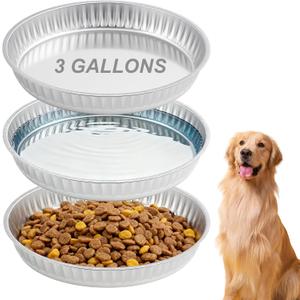 Zonon 3 Pcs 3 Gallon Galvanized Steel Feeding Food Steel Pans 17.7 inches Galvanized Oil Drain Pans Utility Bowl for Livestock Pet Dog Ducks Horses Feeder