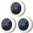 2 in 1 Precision Measuring Detector with Digital Display 85dB Alarm and Replaceable Battery for Home, Kitchens, Hotel 3 Pack